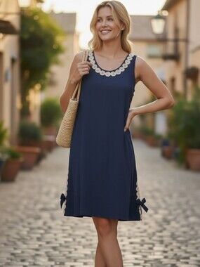NWT Lilly Pulitzer Navy Dress with Gold Metallic Accent - Size 00